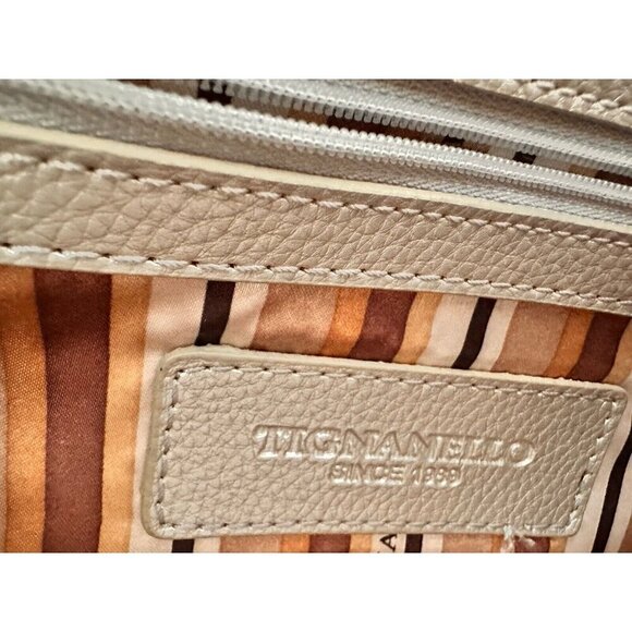 TIGNANELLO Women's Handbag Metallic Pebbled Leather Shoulder Strap Office Career - Picture 3 of 10